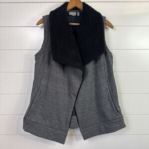 Athleta Apres Anything Vest Draped Front Sherpa Lined Charcoal Gray sz S